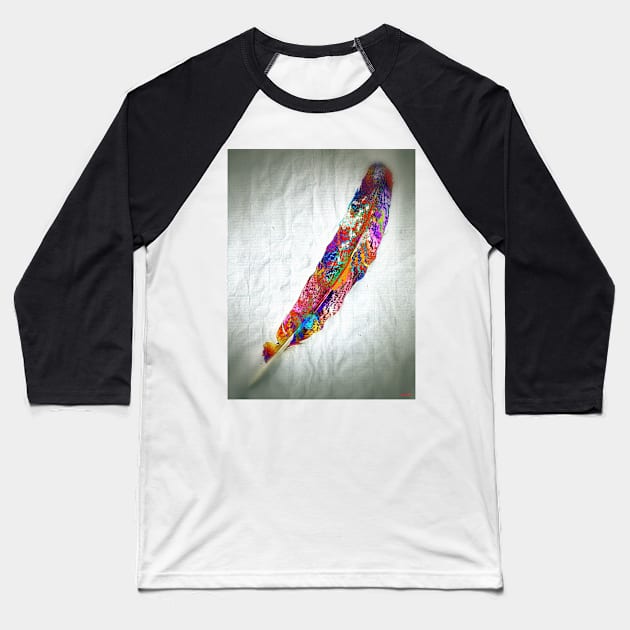 Colorful Feather Baseball T-Shirt by danieljanda